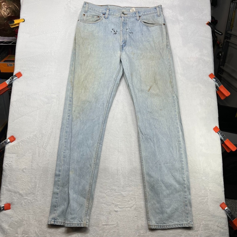 VTG Levi's 505 Regular Fit Straight Leg Jeans Men's Blue Denim Zip Fly - 35X34.5